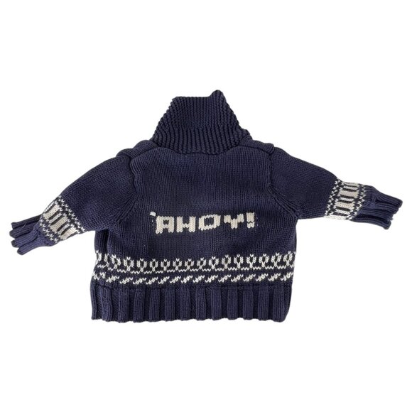 Baby Gap Nautical Americana Knit Sweater Jacket Size 3-6 Months Navy Blue Zip - Picture 4 of 5